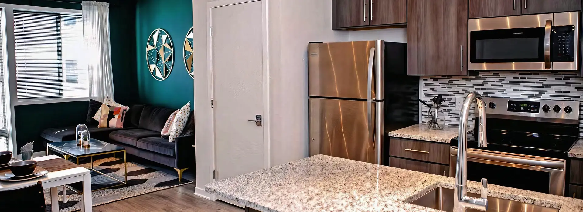 the hub at 31 brewerytown kitchen living room amenity